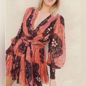 Stunning Ulla Johnson Silk and Lurex Floral Wrap Dress size 6